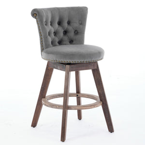 26" Counter Height Bar Stools with 360° Swivel - Gray