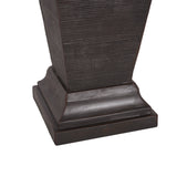 35.5" Dark Brown Concrete Tall Column Fountain with LED Lights