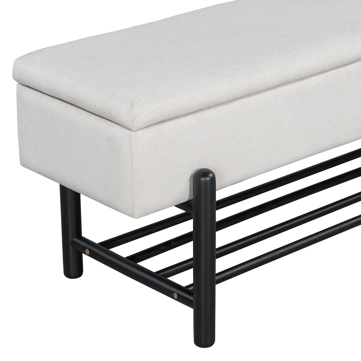 TREXM Farmhouse Upholstered Storage Bench with Hidden Compartment