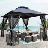 Gazebo tent with double roof & mosquito net