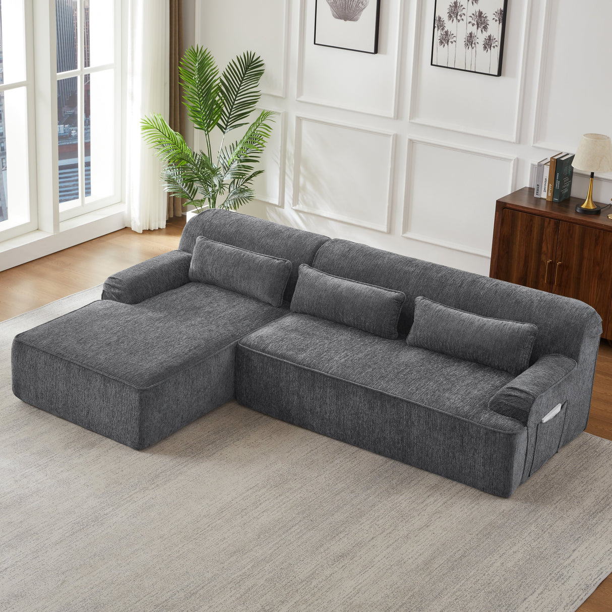 Chenille L-Shape Luxury Sectional Sofa
