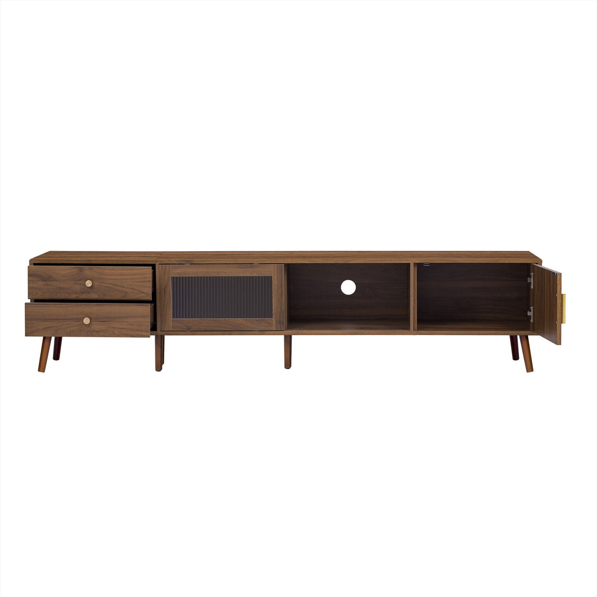 76" TV Stand, Entertainment Center With Storage Cabinets, TV Media Console Table For Living Room - Natural