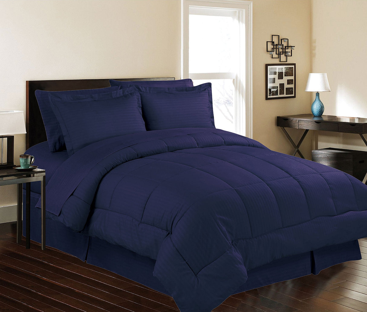 Decor&More Hotel Collection 8 Piece Bed in a Bag Down Alternative Comforter Set