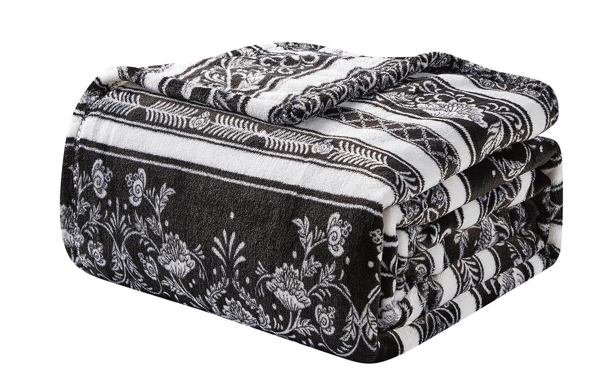 Faith, Hope, Love Home Decor Microplush Blanket - Paisley Black & White