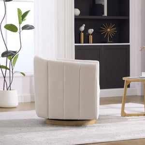 Upholstered Chenille Swivel Barrel Chair