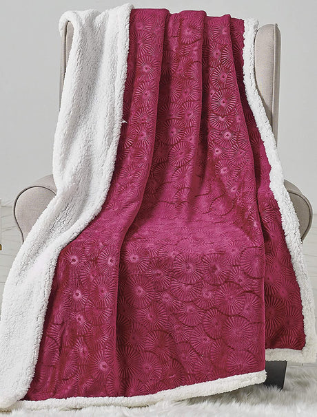 Bon iver collection extra soft bursting fireworks embossed microplush throw blanket with sherpa backing (50" x 60")