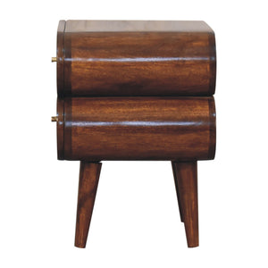 Solid Wood Bubble Chestnut Nightstand, 2-Drawer, Nordic Legs