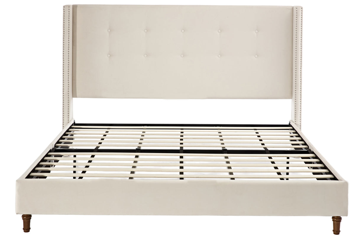 Luxury Wingback Upholstered Bed Frame
