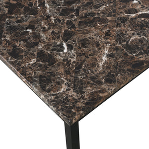 Furniture 5 Piece Metal Dinette Set with Faux Marble Top - Black