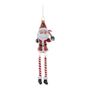 Glass-Candy-Cane-Santa-Ornament-with-Dangle-Legs-(Set-of-6)-Christmas-Ornaments