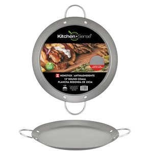 Nonstick Carbon Steel Round Comal with Metal Handles, PFOA Free