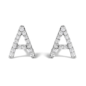 10K White Gold 1/10 Cttw Diamond Initial â€œAâ€ Stud Earring