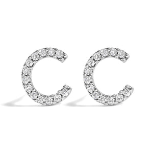 10K White Gold 1/10 Cttw Diamond Initial “A” to "Z" Stud Earring