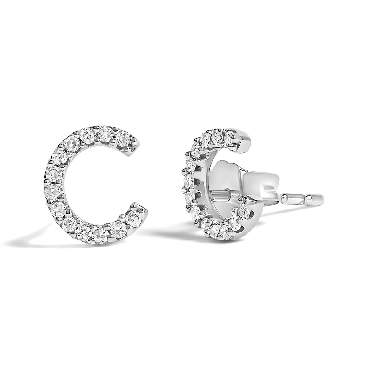 10K White Gold 1/10 Cttw Diamond Initial “A” to "Z" Stud Earring