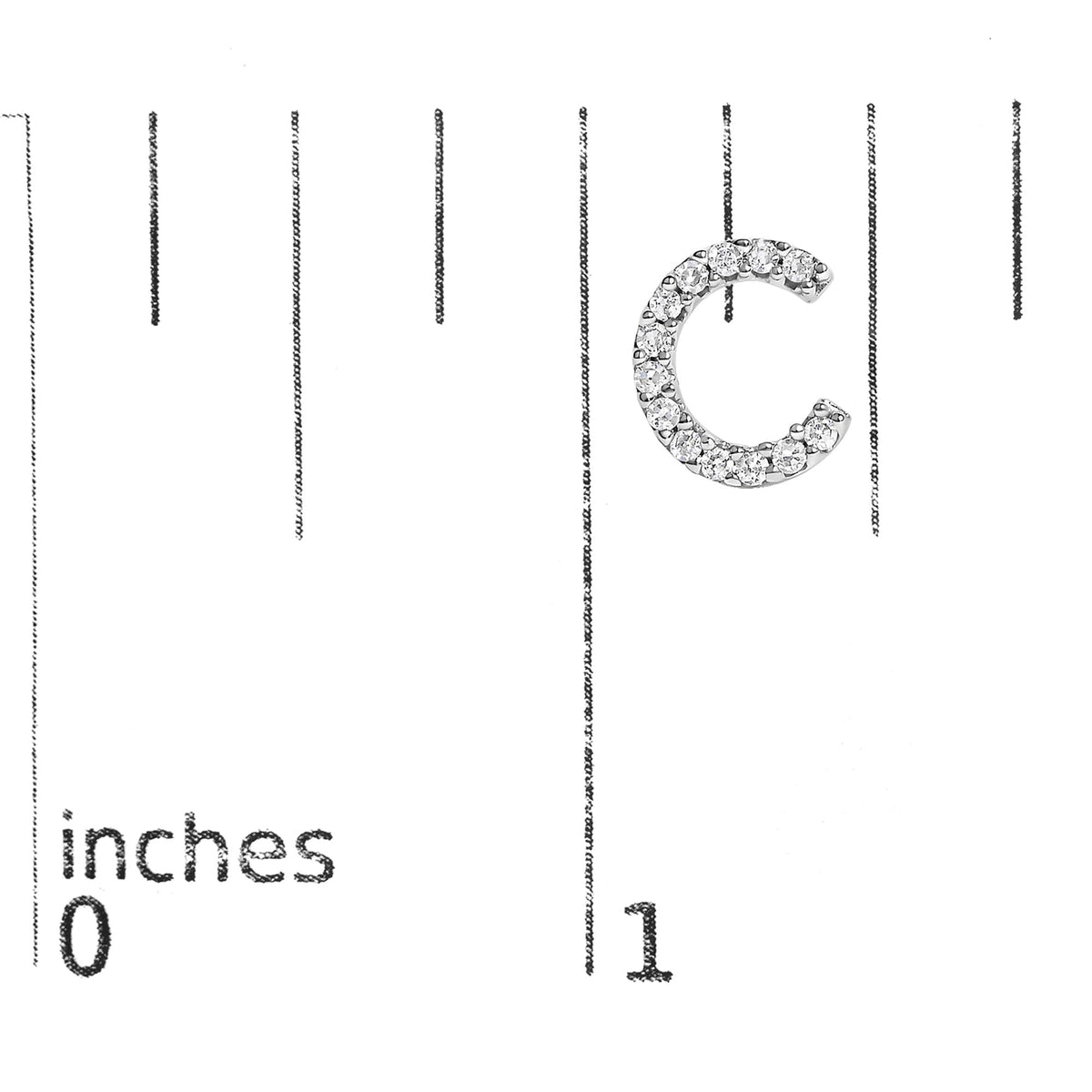10K White Gold 1/10 Cttw Diamond Initial “A” to "Z" Stud Earring