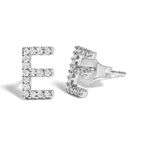 10K White Gold 1/10 Cttw Diamond Initial “A” to "Z" Stud Earring