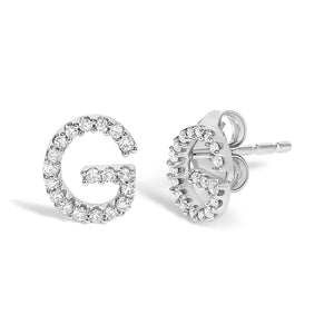 10K White Gold 1/10 Cttw Diamond Initial “A” to "Z" Stud Earring