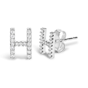 10K White Gold 1/10 Cttw Diamond Initial “A” to "Z" Stud Earring