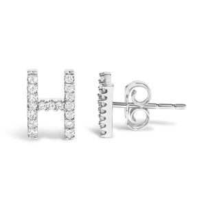 10K White Gold 1/10 Cttw Diamond Initial “A” to "Z" Stud Earring