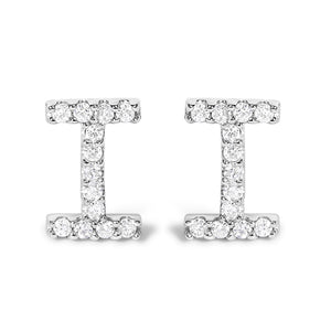 10K White Gold 1/10 Cttw Diamond Initial â€œAâ€ Stud Earring