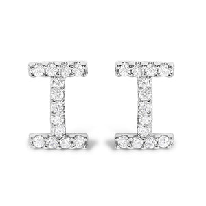 10K White Gold 1/10 Cttw Diamond Initial “A” to "Z" Stud Earring