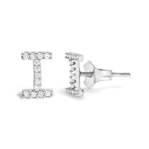 10K White Gold 1/10 Cttw Diamond Initial “A” to "Z" Stud Earring