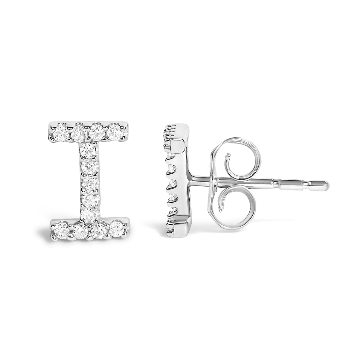 10K White Gold 1/10 Cttw Diamond Initial “A” to "Z" Stud Earring