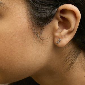 10K White Gold 1/10 Cttw Diamond Initial “A” to "Z" Stud Earring