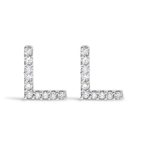 10K White Gold 1/10 Cttw Diamond Initial â€œAâ€ Stud Earring