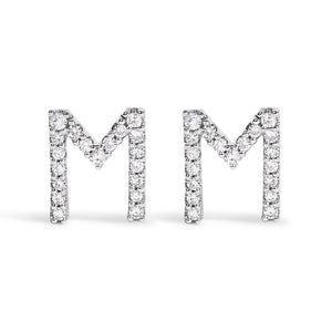 10K White Gold 1/10 Cttw Diamond Initial â€œAâ€ Stud Earring