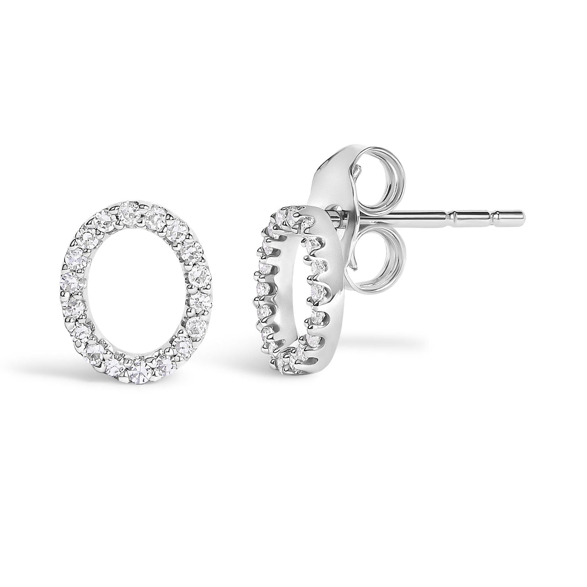 10K White Gold 1/10 Cttw Diamond Initial “A” to "Z" Stud Earring