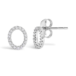 10K White Gold 1/10 Cttw Diamond Initial “A” to "Z" Stud Earring