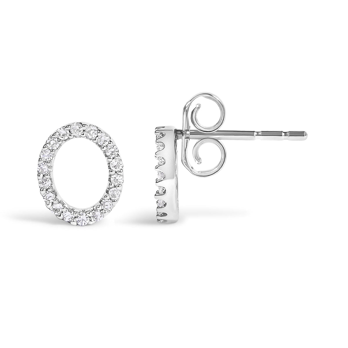 10K White Gold 1/10 Cttw Diamond Initial “A” to "Z" Stud Earring