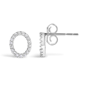 10K White Gold 1/10 Cttw Diamond Initial “A” to "Z" Stud Earring