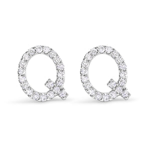 10K White Gold 1/10 Cttw Diamond Initial â€œAâ€ Stud Earring