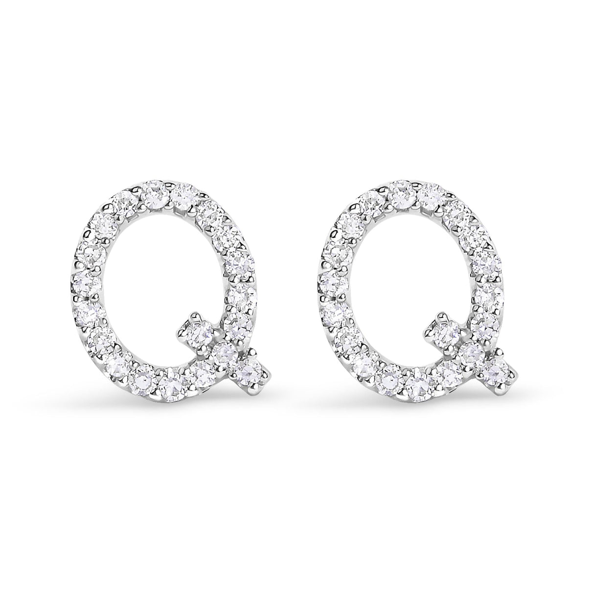 10K White Gold 1/10 Cttw Diamond Initial “A” to "Z" Stud Earring