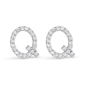 10K White Gold 1/10 Cttw Diamond Initial “A” to "Z" Stud Earring