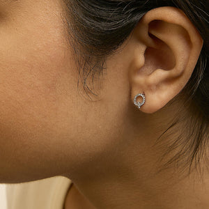 10K White Gold 1/10 Cttw Diamond Initial “A” to "Z" Stud Earring