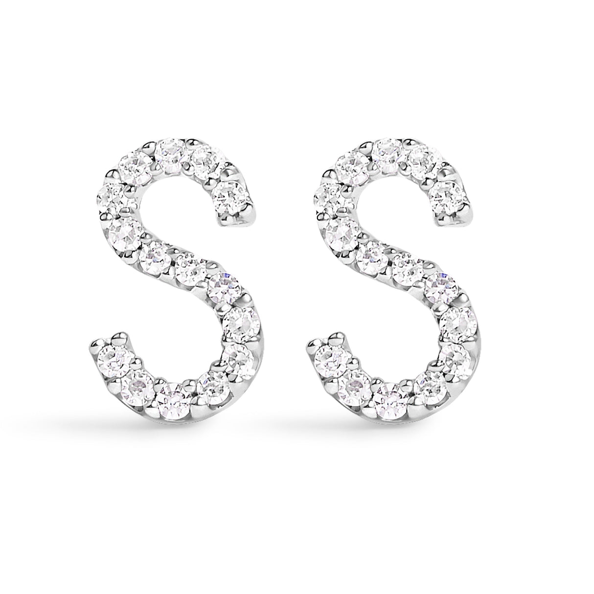 10K White Gold 1/10 Cttw Diamond Initial â€œAâ€ Stud Earring