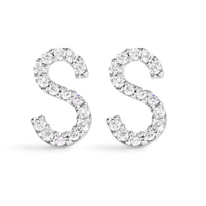 10K White Gold 1/10 Cttw Diamond Initial â€œAâ€ Stud Earring