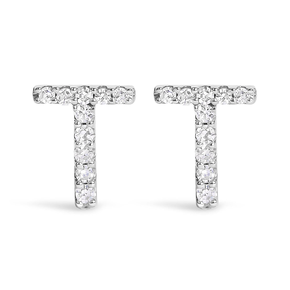 10K White Gold 1/10 Cttw Diamond Initial “A” to "Z" Stud Earring