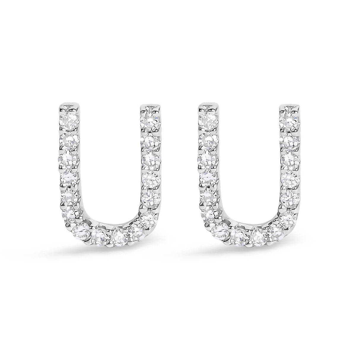 10K White Gold 1/10 Cttw Diamond Initial “A” to "Z" Stud Earring