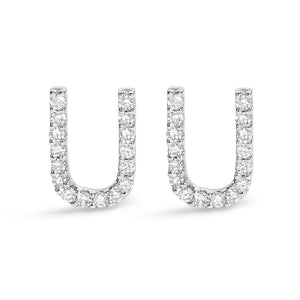 10K White Gold 1/10 Cttw Diamond Initial “A” to "Z" Stud Earring