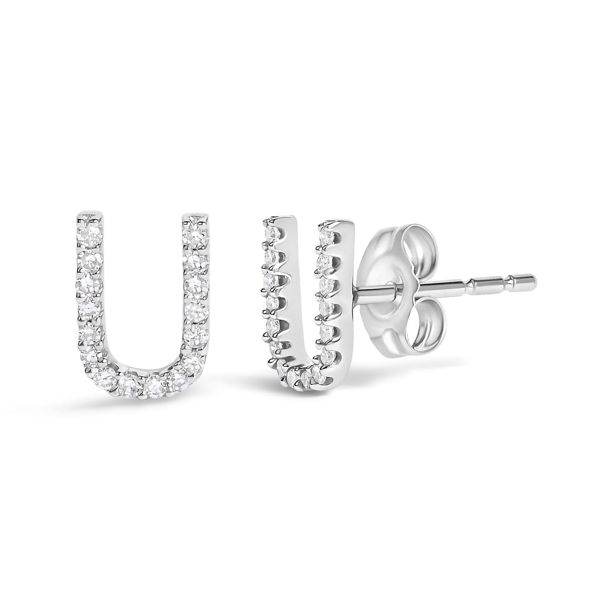 10K White Gold 1/10 Cttw Diamond Initial “A” to "Z" Stud Earring