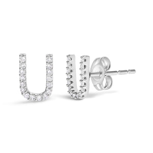 10K White Gold 1/10 Cttw Diamond Initial “A” to "Z" Stud Earring