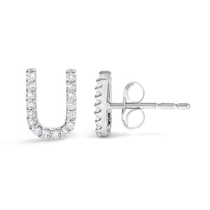 10K White Gold 1/10 Cttw Diamond Initial “A” to "Z" Stud Earring