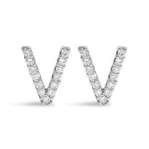 10K White Gold 1/10 Cttw Diamond Initial “A” to "Z" Stud Earring