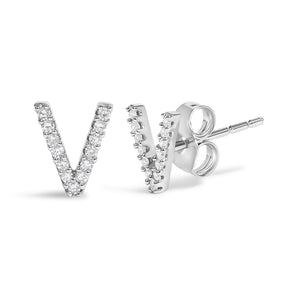10K White Gold 1/10 Cttw Diamond Initial “A” to "Z" Stud Earring
