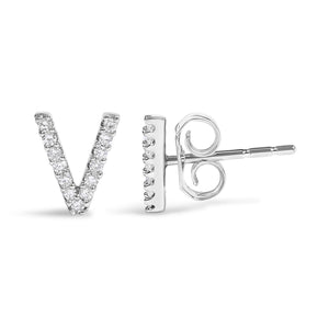 10K White Gold 1/10 Cttw Diamond Initial “A” to "Z" Stud Earring