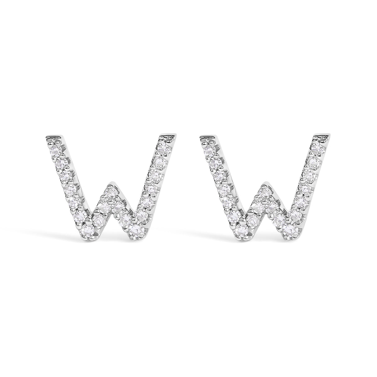 10K White Gold 1/10 Cttw Diamond Initial â€œAâ€ Stud Earring